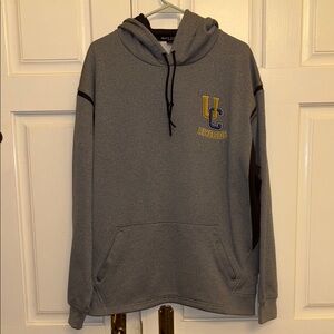 Sport-Tek Men’s UC Riverside Hoodie, Size XL. Gray, with Navy Detailing.